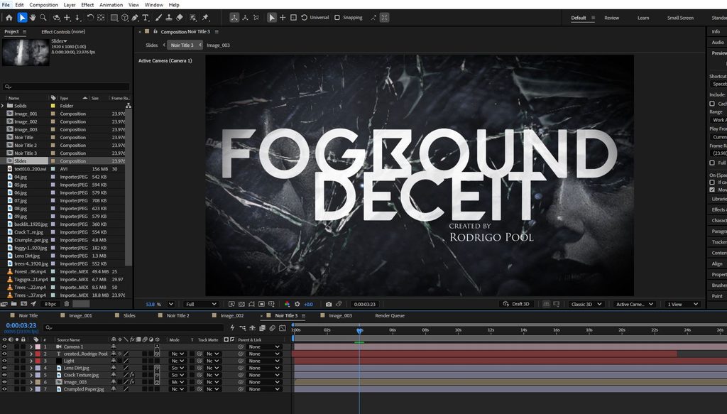 The Fogbound title sequence in After Effects